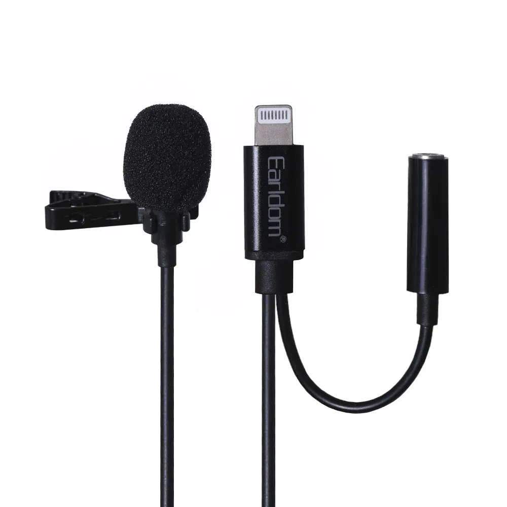 Мікрофон Earldom ET-E40 (Lightning+AUX connector) 2m Black