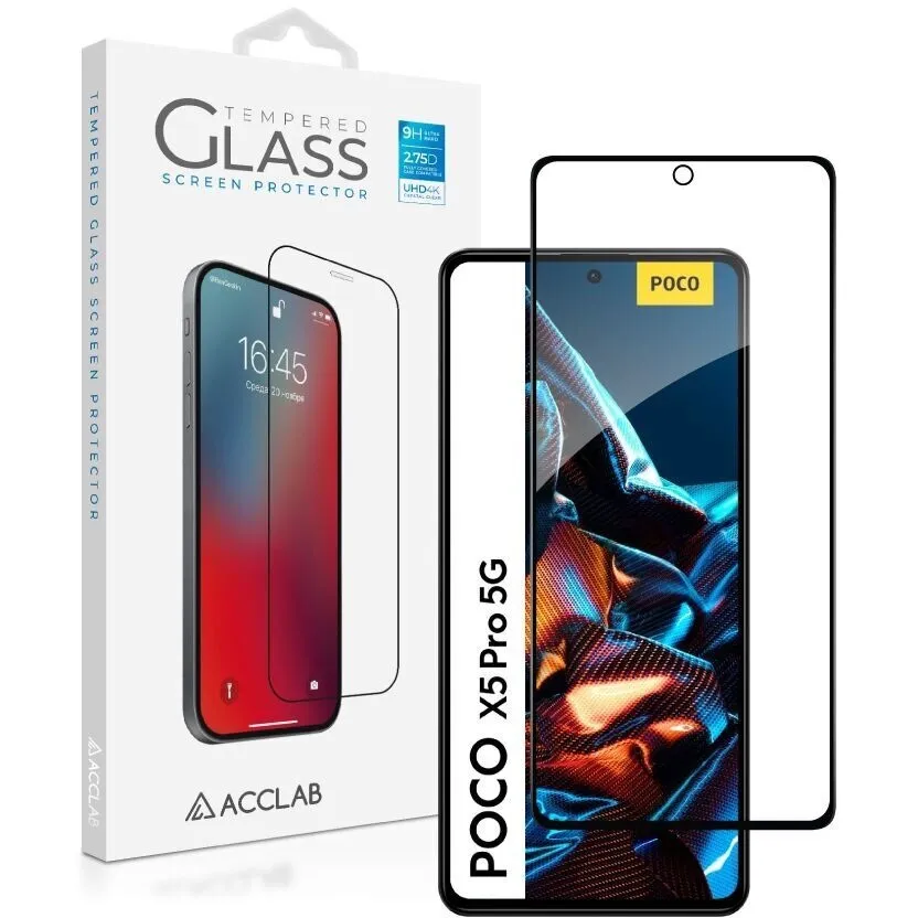 Защитное стекло ACCLAB Full Glue for Xiaomi Poco X5 Pro Black (1283126567384)