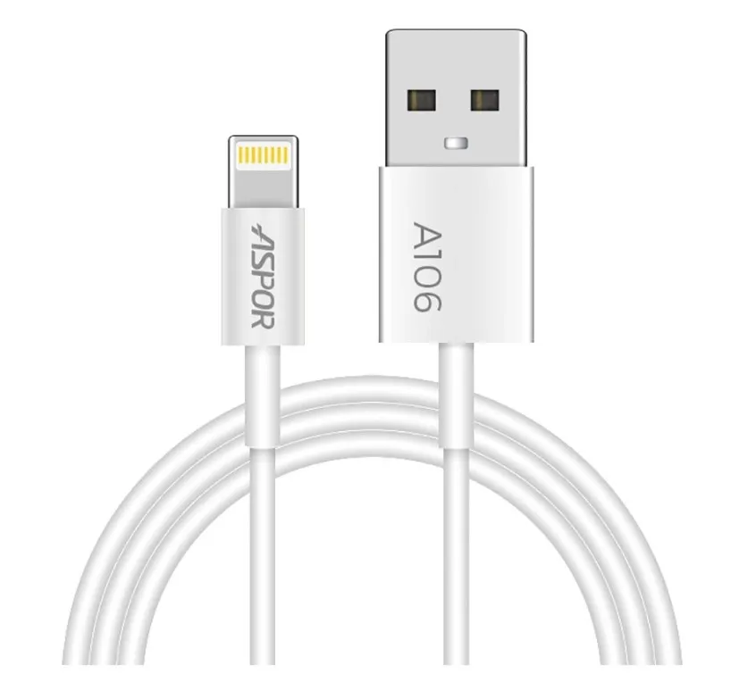 Кабель USB Aspor A106 USB – Lightning 2.1A/1.2м White