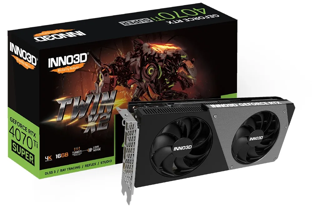 Видеокарта INNO3D GEFORCE RTX 4070 Ti SUPER TWIN X2 OC (N407TS2-166XX-186156N)