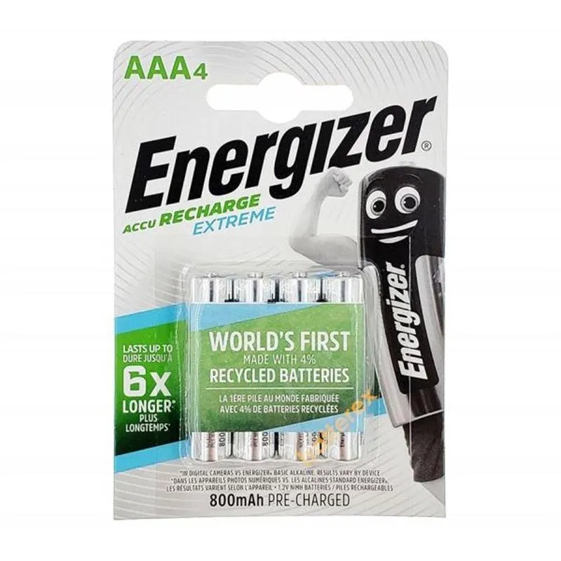 Батарейка Energizer Recharge Extreme AAA/HR03 LSD Ni-MH 800 mAh BL 4шт