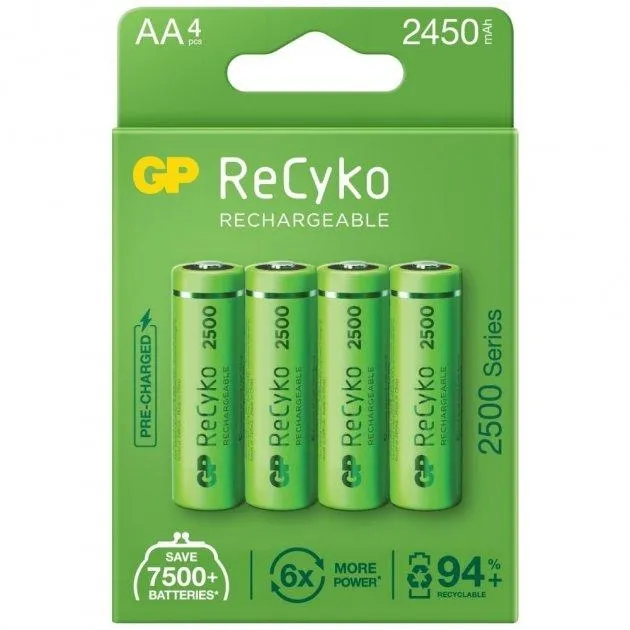 Батарейка GP Recyko 2500 AA/HR06 NI-MH 2450 mAh BL 4 шт (GP250AAHC-2EB4)