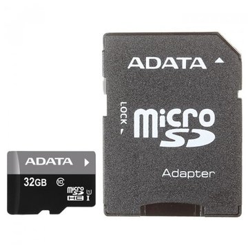 Карта памяти A-DATA 32Gb microSDHC Ultra UHS-I +SD адаптер Class 10 (AUSDH32GUICL10-RA1)