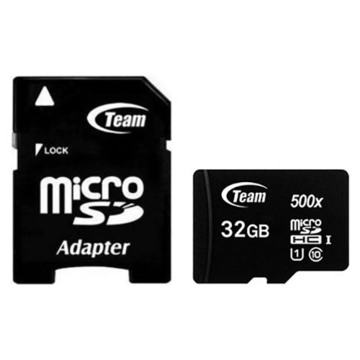 Карта памяти Team MicroSDHC 32GB UHS-I Class 10 Black + SD-adapter (TUSDH32GCL10U03)