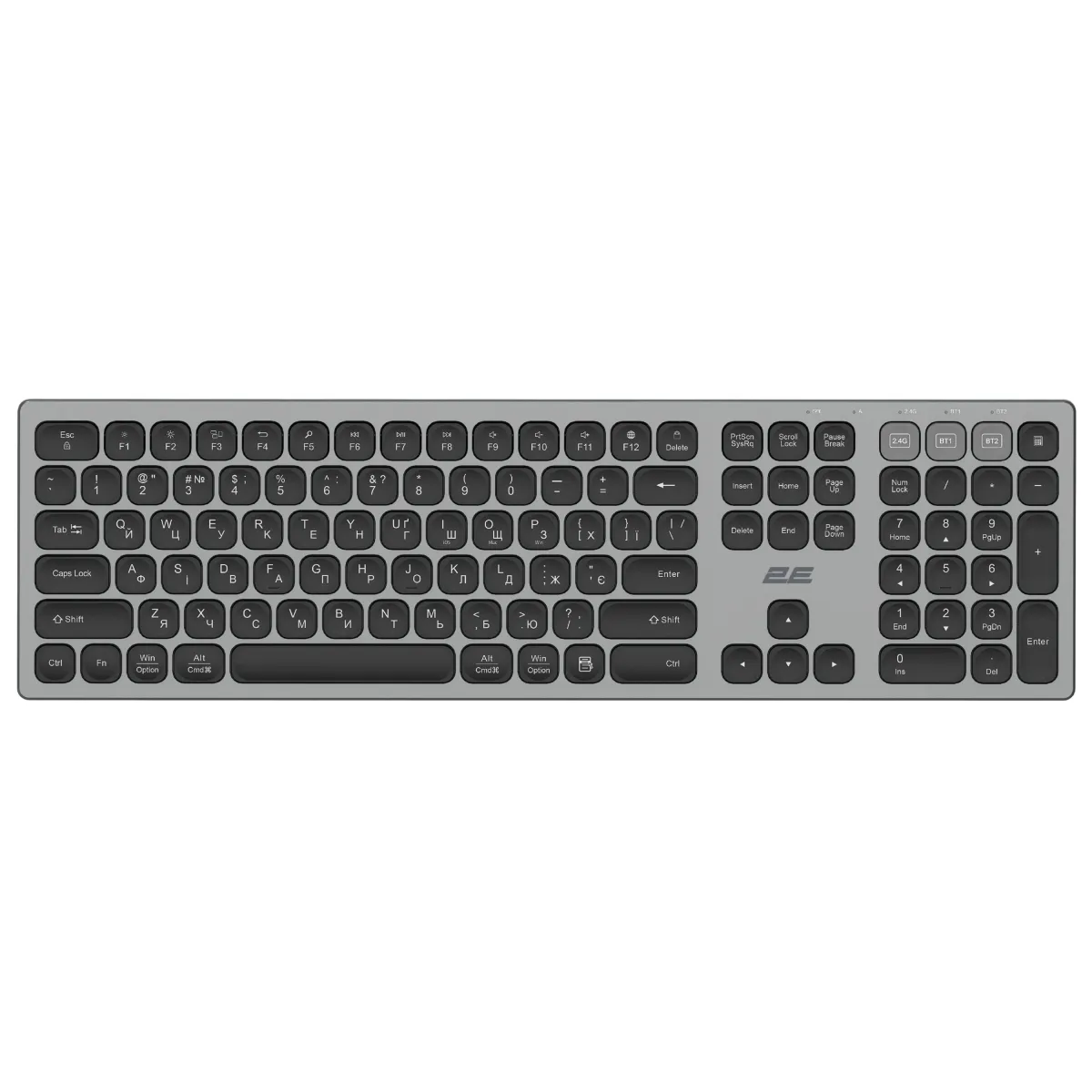 Клавиатура 2E KS270 WL/BT EN/UK Gray/Black (2E-KS270WBGR_UA)