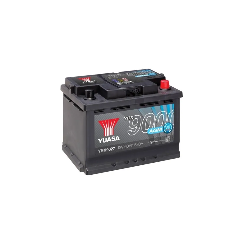  Yuasa 12V 60Ah AGM Start Stop Plus Battery (YBX9027)