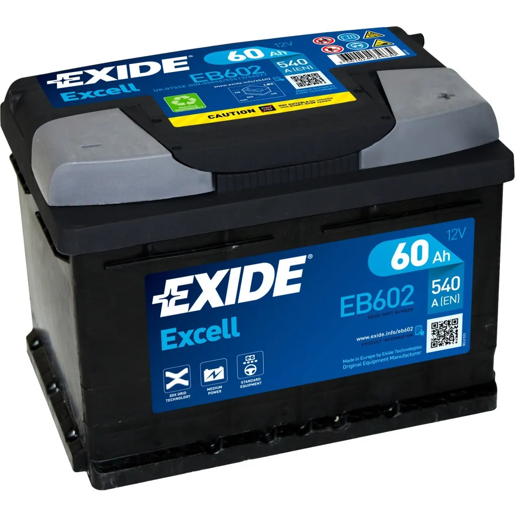 Аккумулятор автомобильный EXIDE EXCELL 60Ah Н ЭВ (-/+) (540EN) (EB602)