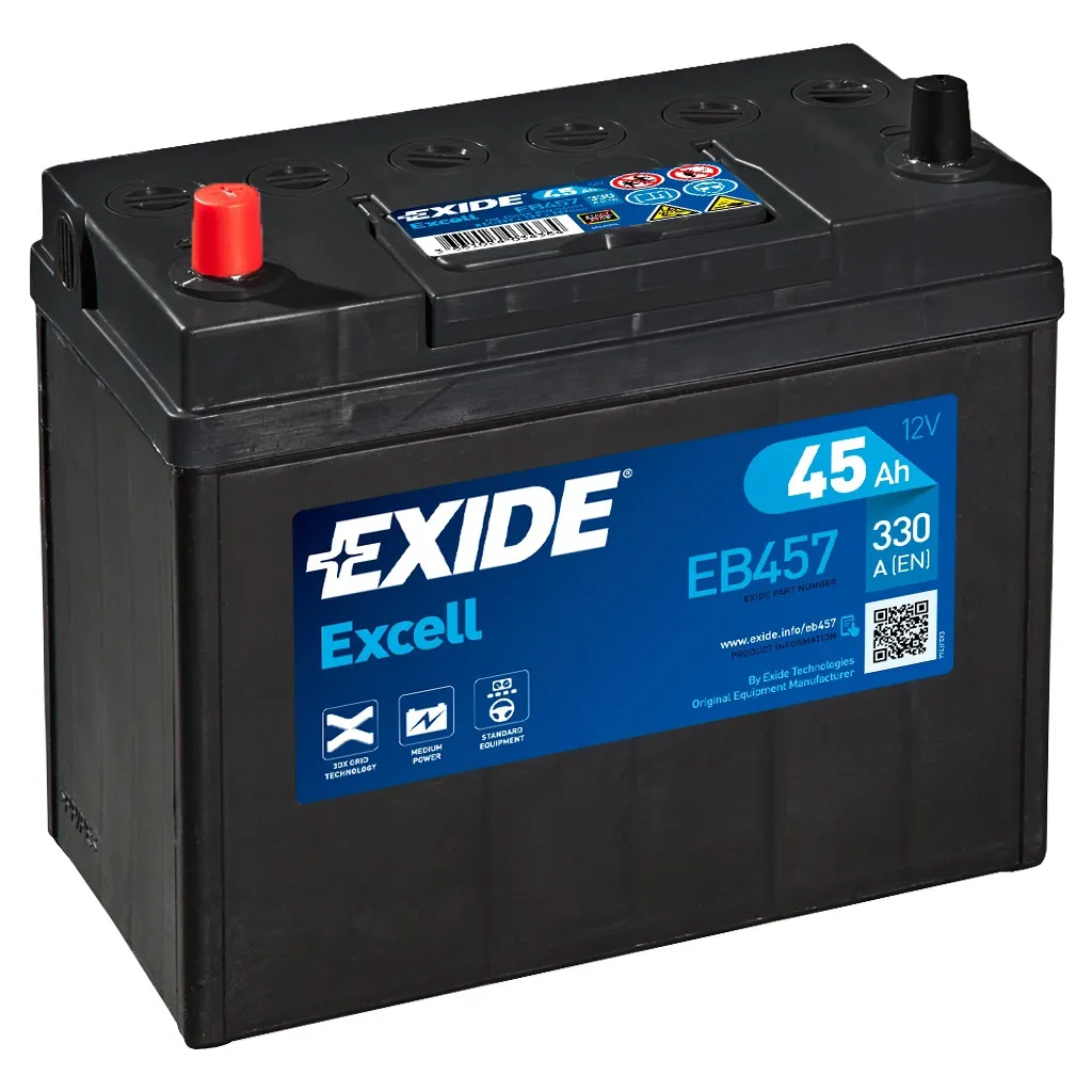 Акумулятор автомобільний EXIDE EXCELL 45Ah ASIA (+/-) ТК (330EN) (EB457)