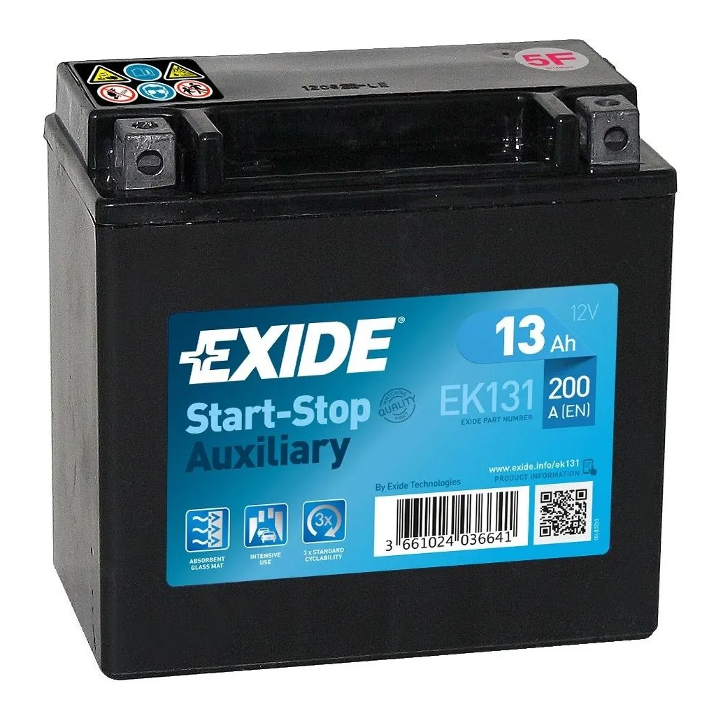  EXIDE START STOP AUXILIARY 13Ah (+/-) (200CCA) (EK131)