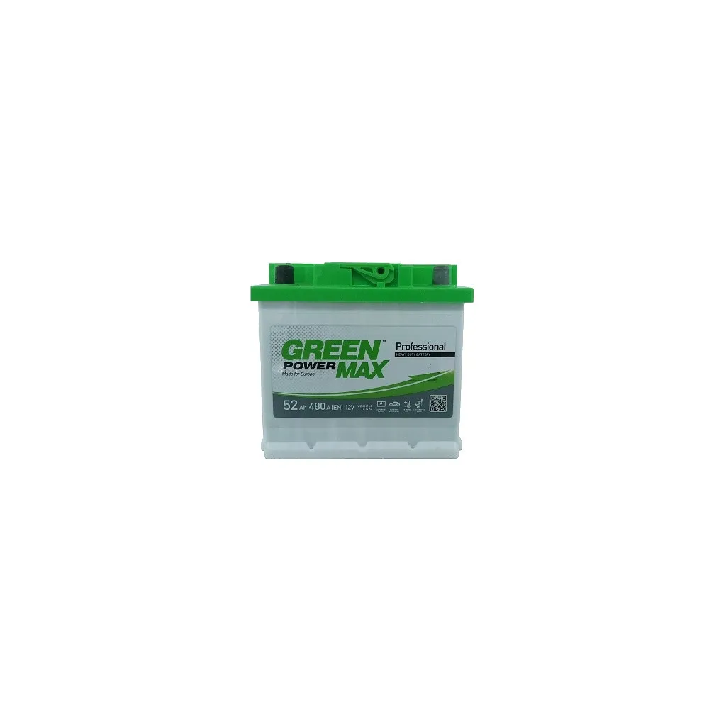 Акумулятор автомобільний GREEN POWER MAX 52Ah (+/-) (480EN) (22379)