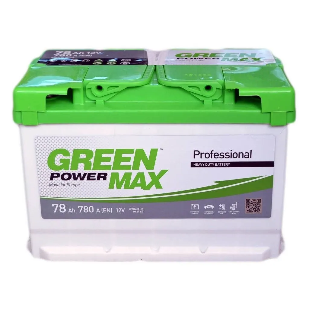 Аккумулятор автомобильный GREEN POWER MAX 78Ah (+/-) (780EN) (26093)