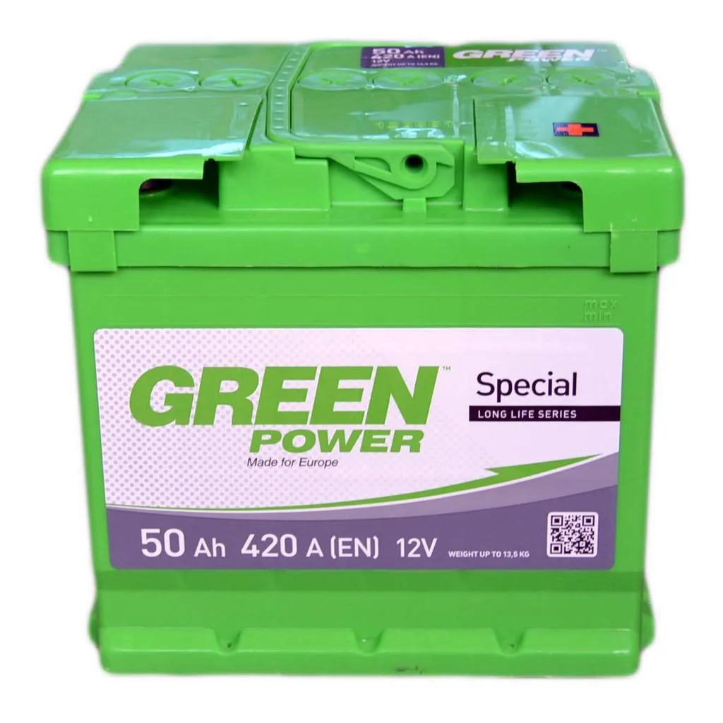 Акумулятор автомобільний GREEN POWER Standart 50Ah Єв (-/+) (420EN) (22355)