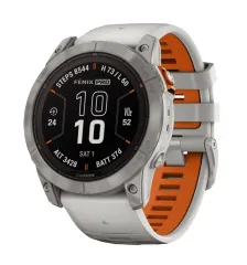 Смарт-годинник Garmin Fenix 7X Pro Sapphire Solar Titanium w. Fog Gray/Ember O. Band (010-02778-14/15/64)