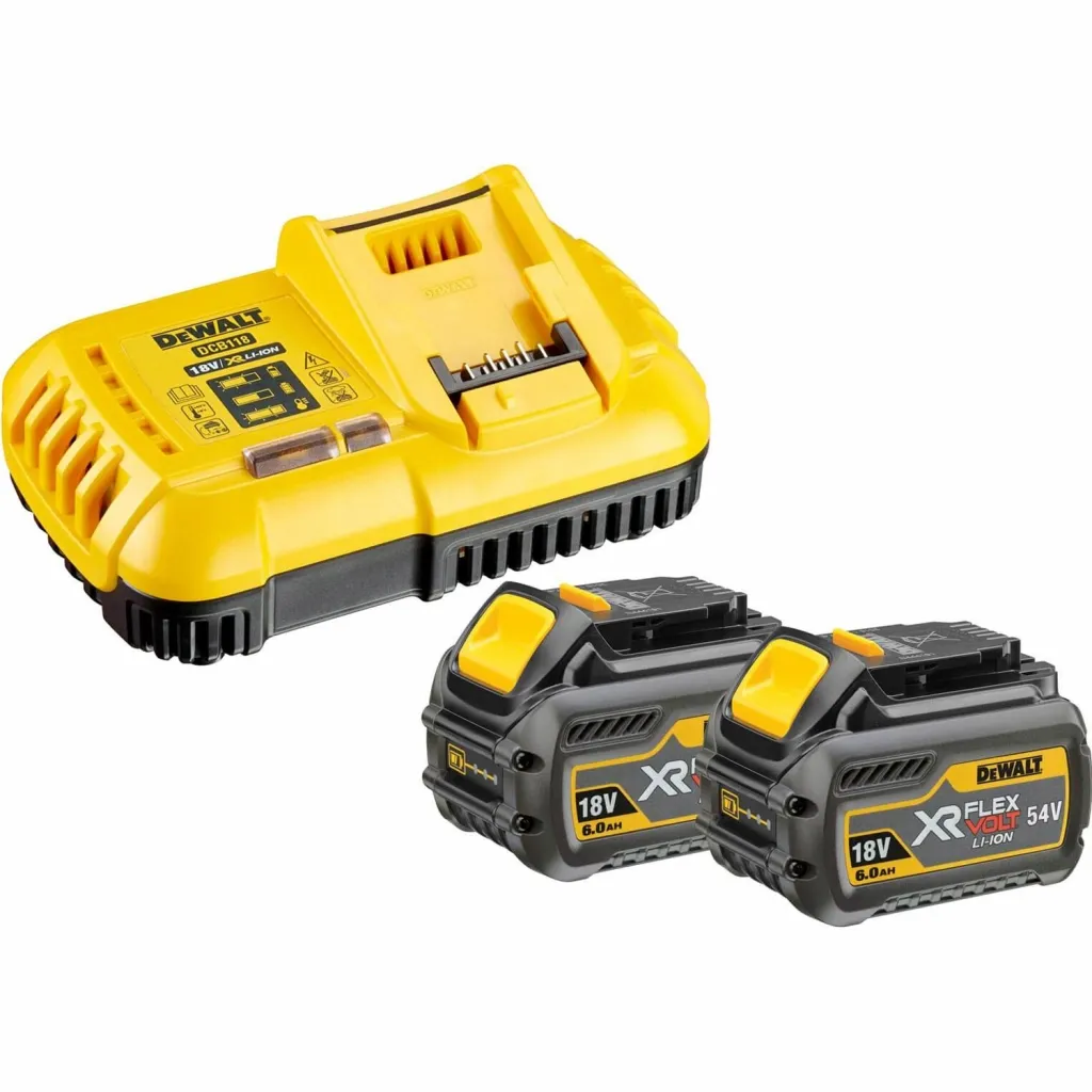 Зарядний пристрій для акумуляторів інструменту DeWALT 18 В, 54 В,8 А, 0.65 кг, 2 акумулятори (DCB118T2)