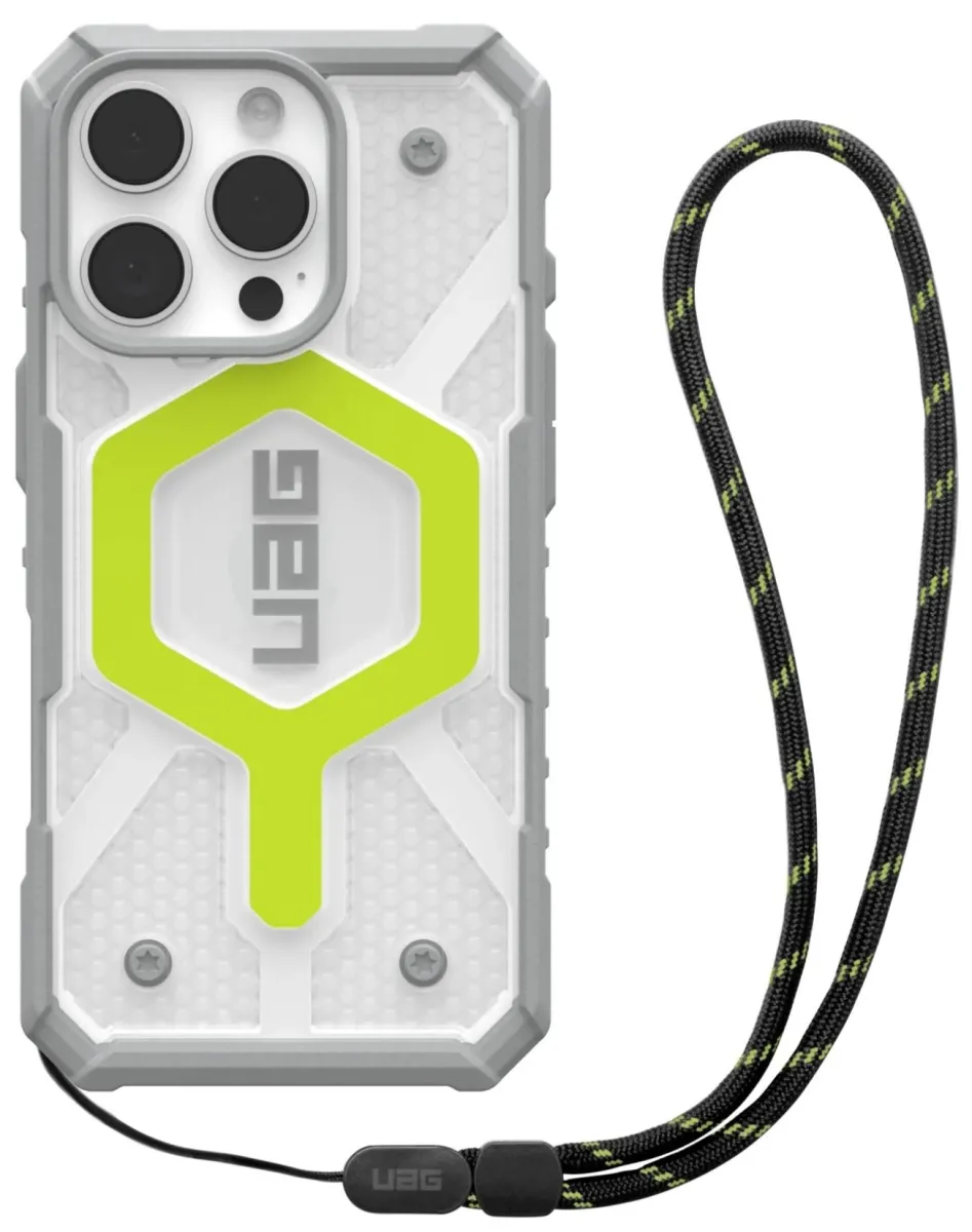 Чехол-накладка UAG for iPhone 16 Pro, Pathfinder Clear Magsafe, Active Neon Lanyard