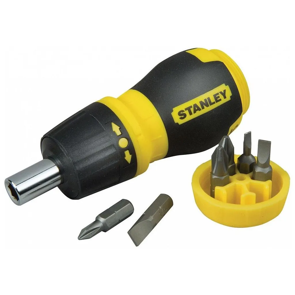 Набор інструментів Stanley Multibit Stubby, реверсивна, з 6 змінними бітами (0-66-358)