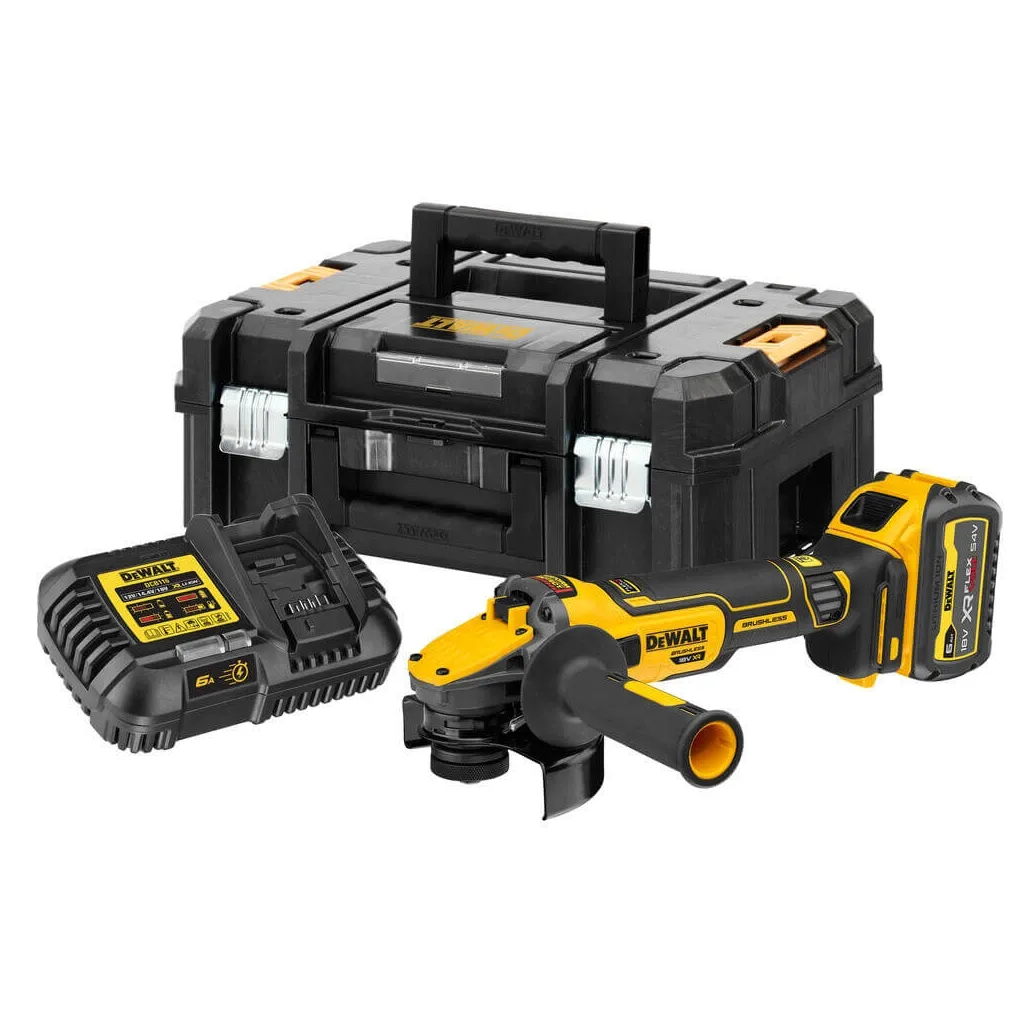 Шліфувальа та полірувальна машина DeWALT 18В XR Li-lon FLEXVOLT, 6Ah, 125 мм, 9000 об/хв, вага 1.81 кг (DCG409T1)