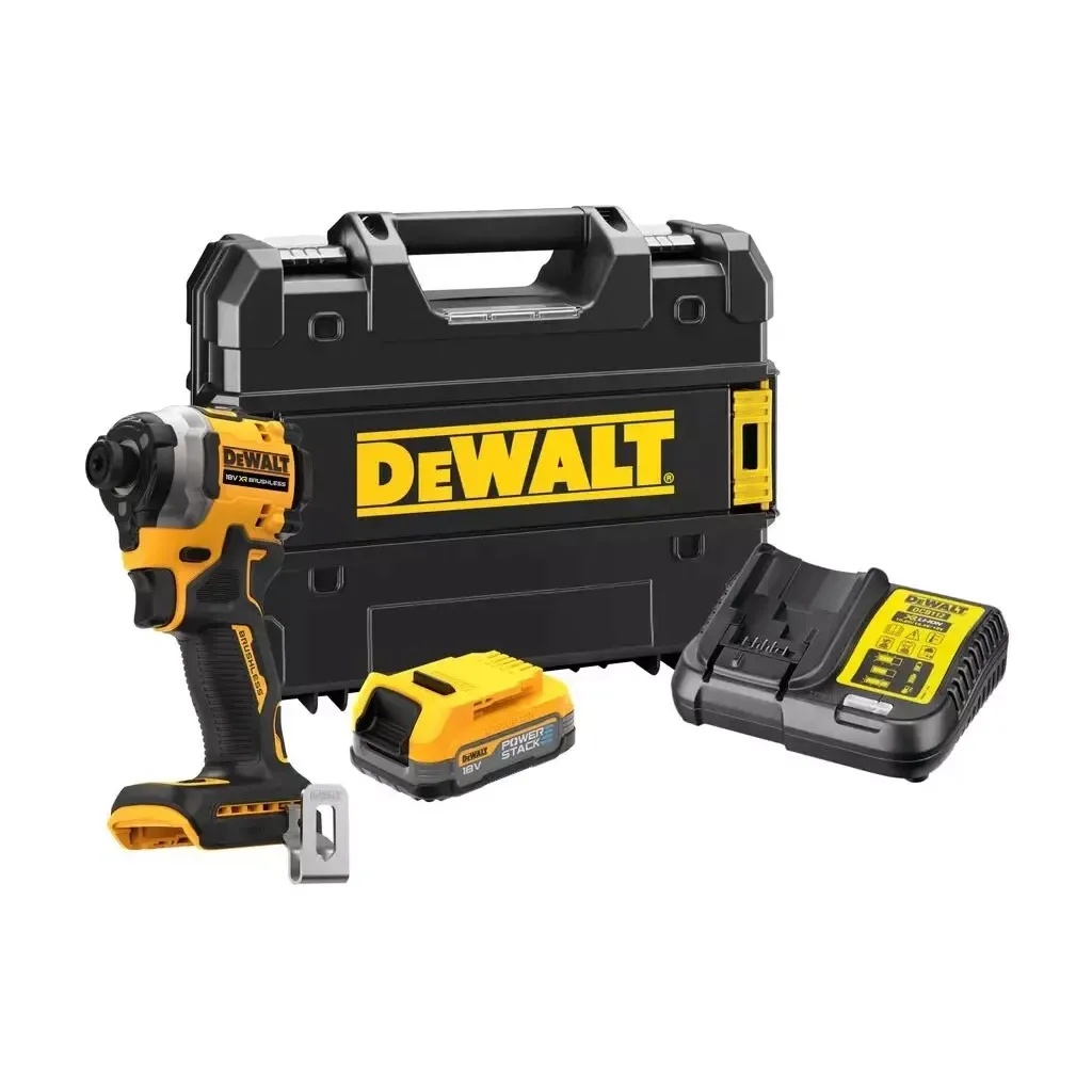 Шуруповерт DeWALT 18 XR Li-lon PowerStack 1.7Ah, 206 Нм, кейс TSTAK (DCF850E1T)