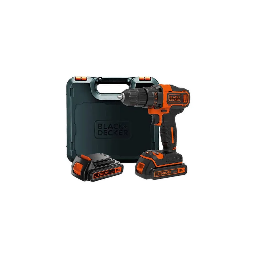 Шуруповерт Black&Decker 18 В, 1.5Ah, 40 Нм, 360-1400 об/хв, кейс (BDCDD186KB)