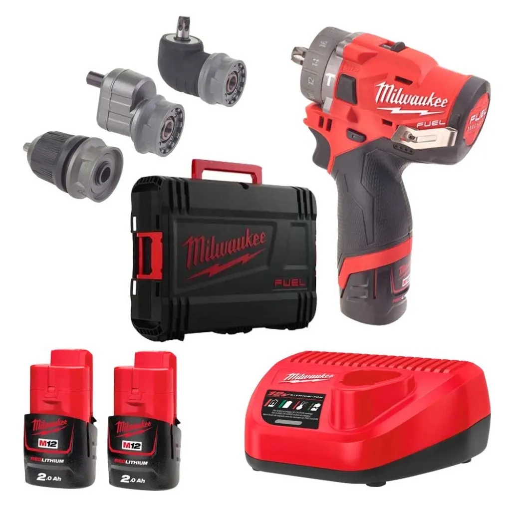 Шуруповерт Milwaukee M12 FPDXKIT-202X, 44Нм, 2x2Ач, 2 насадки, кейс (4933464138)