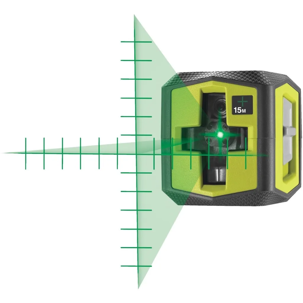 Лазерный нивелир Ryobi RBCLLG2 до 15м±0.5мм, перекрестный зеленый, 2хАА 0.4кг (5133005497)