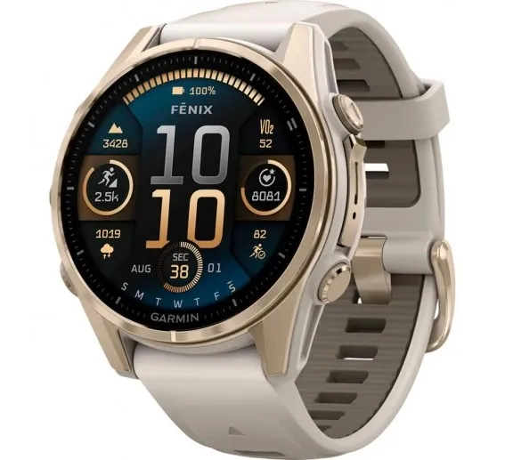 Смарт-годинник Garmin Fenix 8 43mm AMOLED Sapphire Soft Gold w. Fog Gray/Dark Sandstone S. Band (010-02903-10/11)