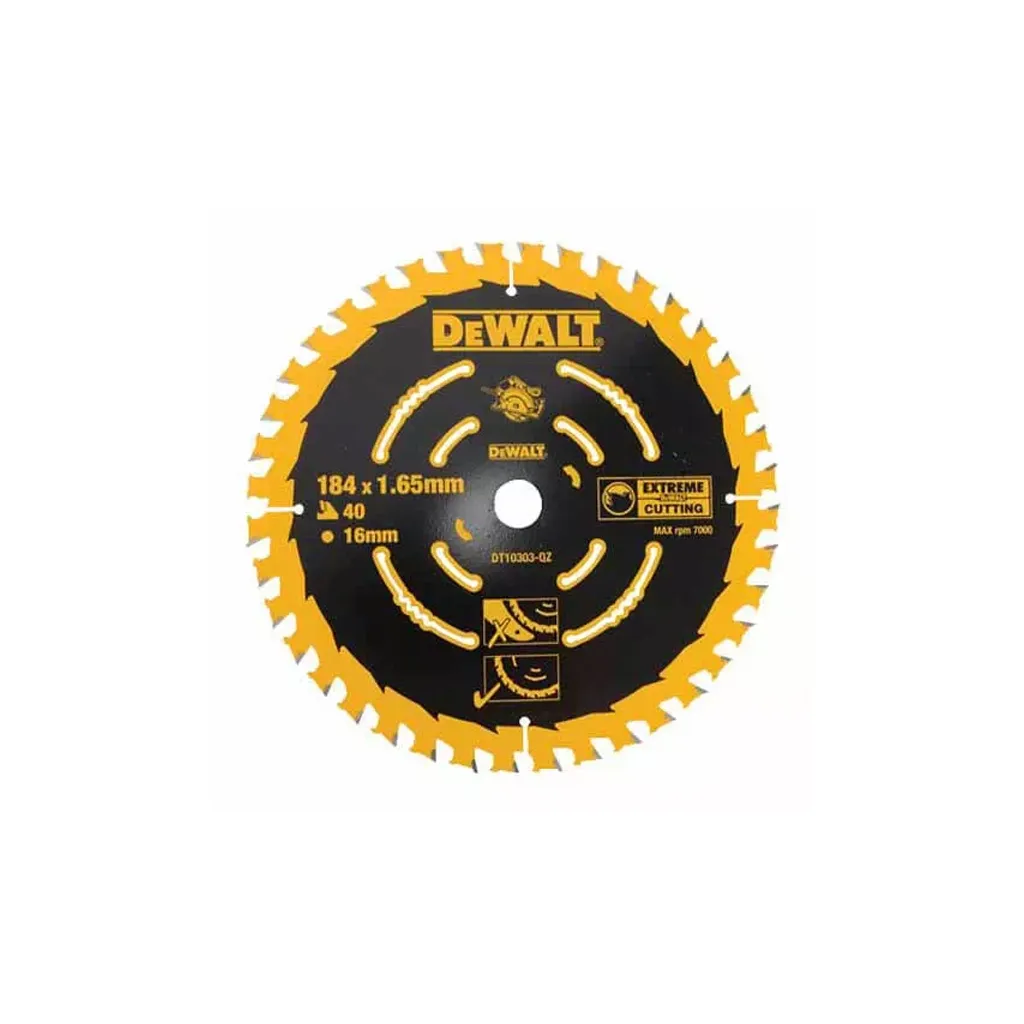  DeWALT EXTREME, 184 х 16 мм, 40 z, ATB, 18 град, універсальне застосування (DT10303)