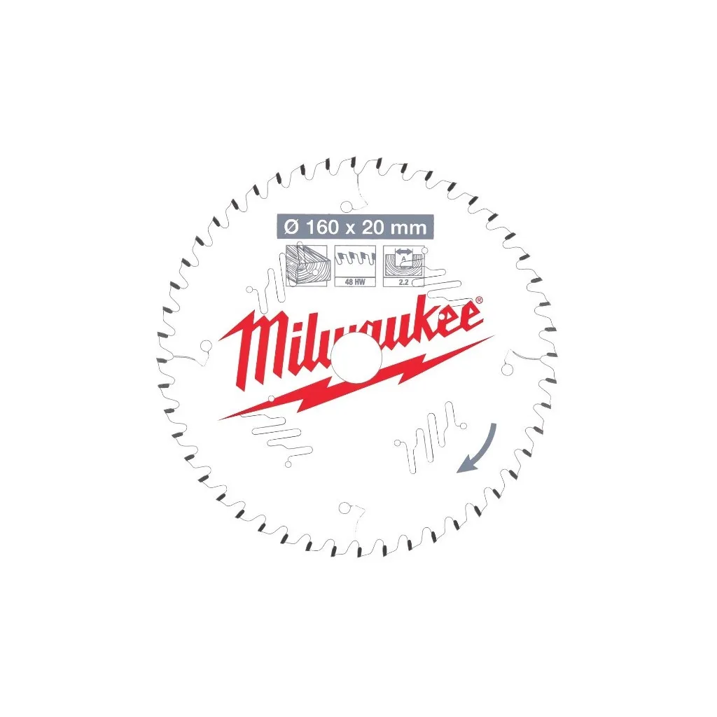  Milwaukee пиляльний PFTE 160х20х2,2мм, 48 зуб. (4932471291)