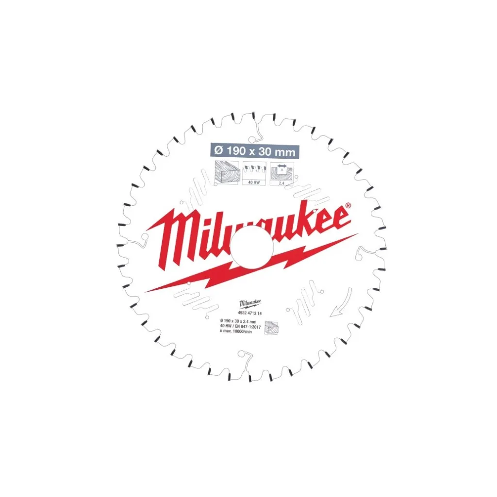  Milwaukee пиляльний PFTE 190х30х2,4мм, 40 зуб. (4932471314)