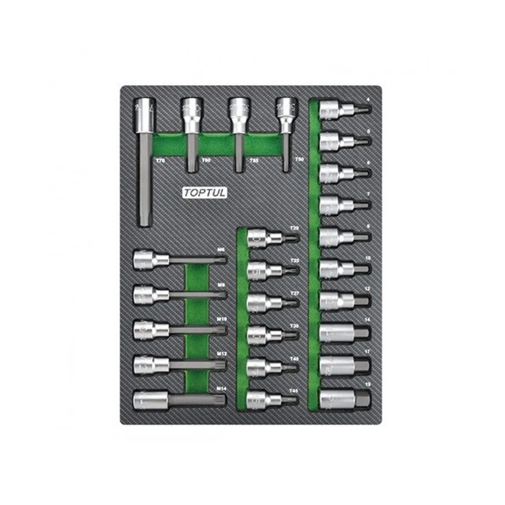 Набор бит для шуруповерта Toptul впресованных в головку 1/2" 25ед. (в ложементе (GEB2501)