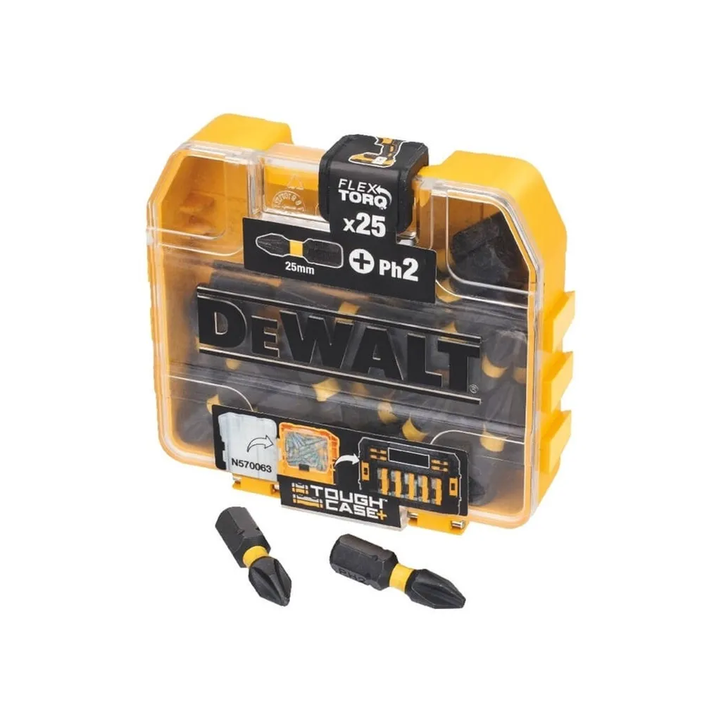 Набор бит для шуруповерта DeWALT EXTREME FLEXTORQ, Ph2, L=25 мм, 25 шт, кейс (DT70555T)