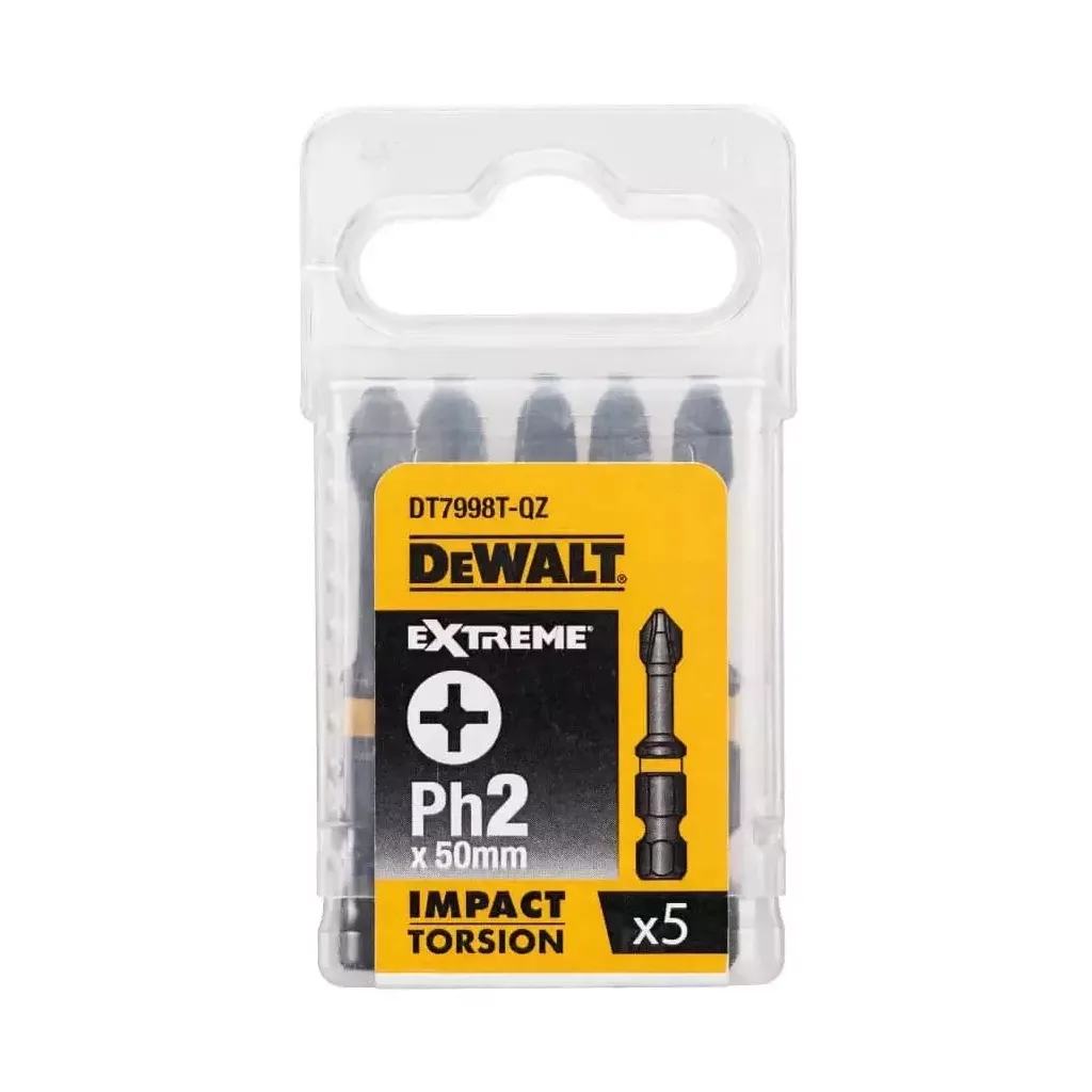  DeWALT IMPACT TORSION, ударные, Philips, Ph2, L= 50 мм, 5 шт (DT7998T)