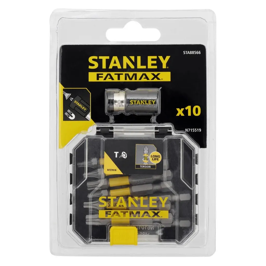  Stanley FatMax, Torx, T10, T15, T20, T25, T30, Т40, L = 50 мм, 10 шт, кейс (STA88566)