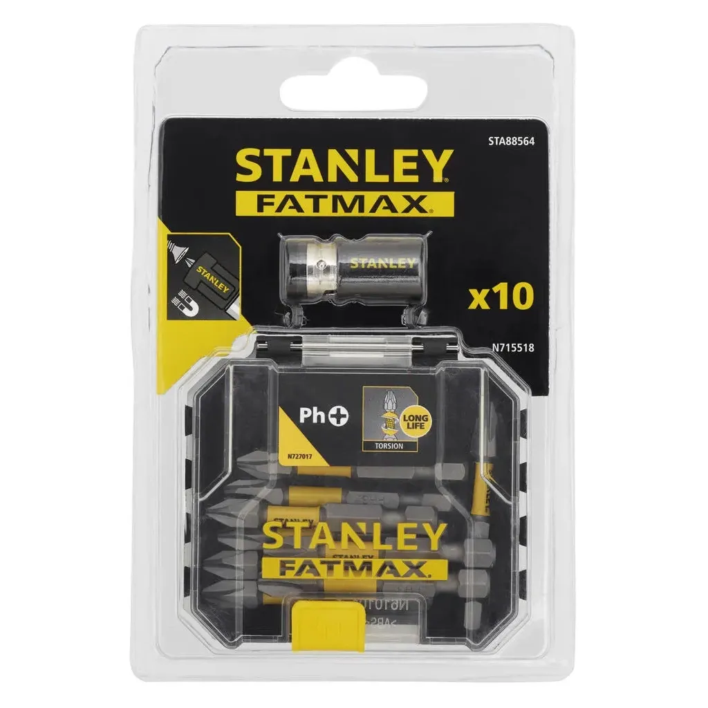  Stanley FatMax, Phillips, Ph1, Ph2, Ph3, L 50 мм, 10 шт, кейс (STA88564)