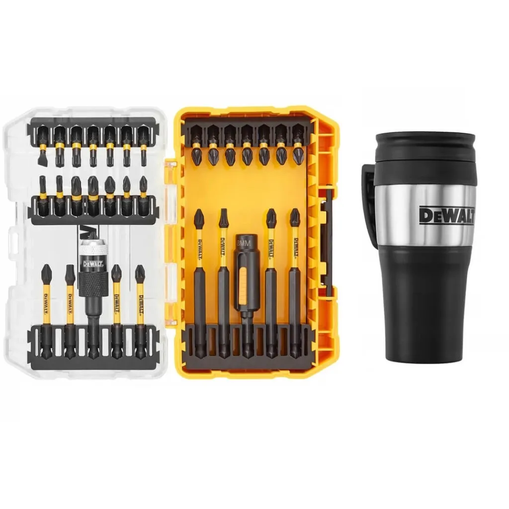 Набор бит для шуруповерта DeWALT Phillips,Pozidriv,Torx,Slotted,L= 25,57, 85 мм, 32 шт, ToughCase, термокружка (DT70736TM_1)