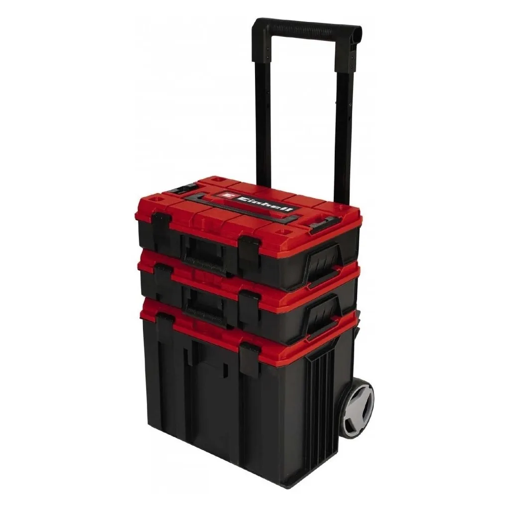 Ящик для инструментов Einhell E-Case Tower, 1 кейс S-F, 1 кейс S-F с вкладышем Grid Foam Set, 1 кейс L с колесами (4540015)