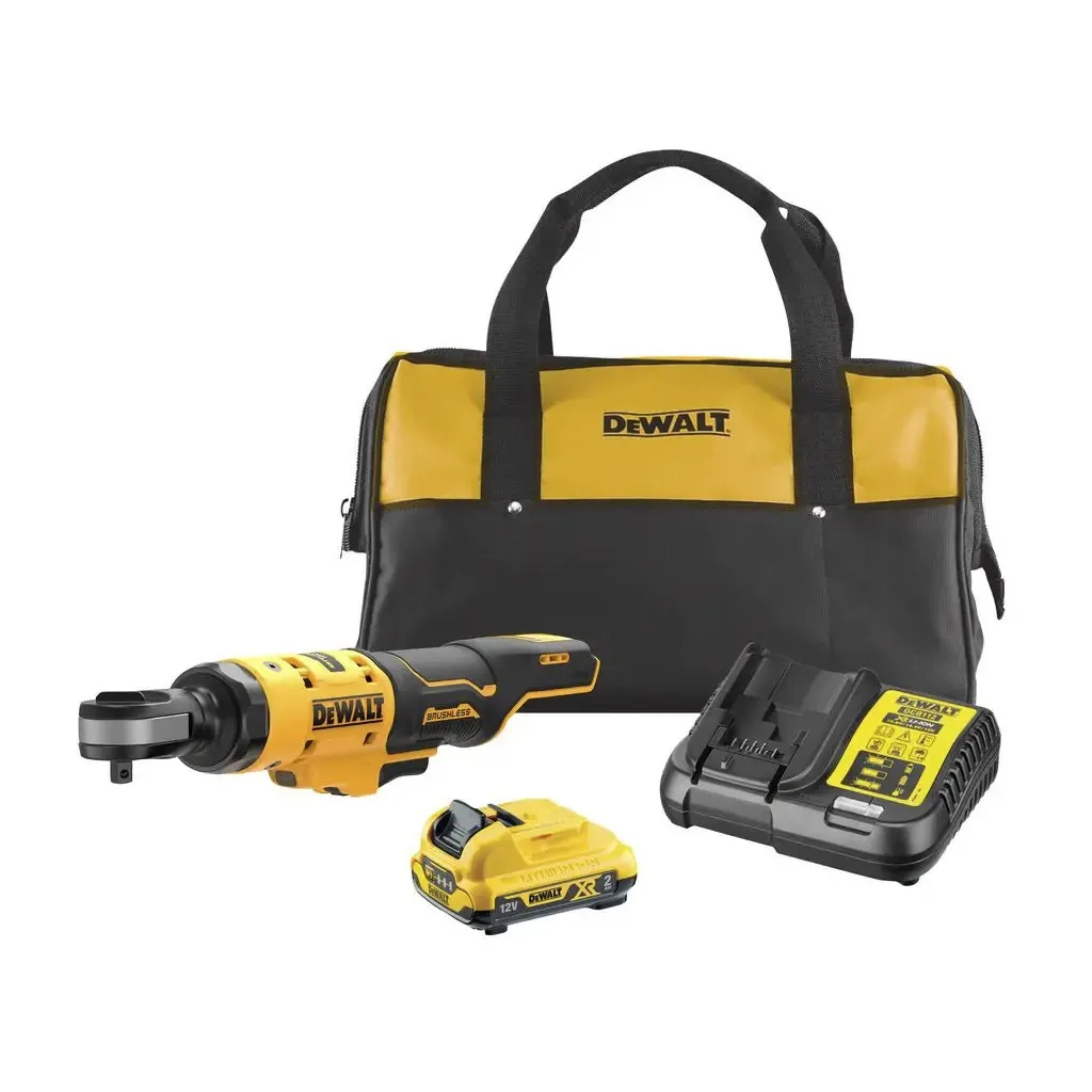  DeWALT угловой, 12V XR Li-lon 2Ач, бесщеточный, 81 Нм, сумка (DCF503D1)