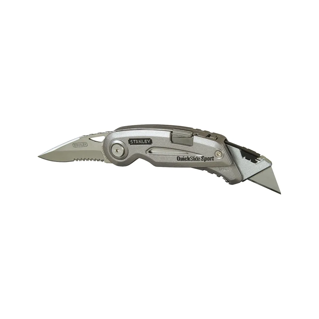 Ніж монтажний Stanley QUICKSLIDE SPORT UTILITY KNIFE складання з двома лезами (0-10-813)