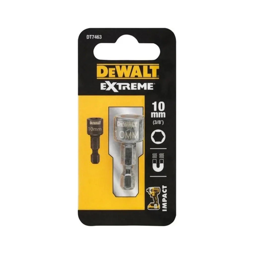 Головка магнитная DeWALT EXTREME Impact 1/4"х10 мм, шестигранная (DT7463)