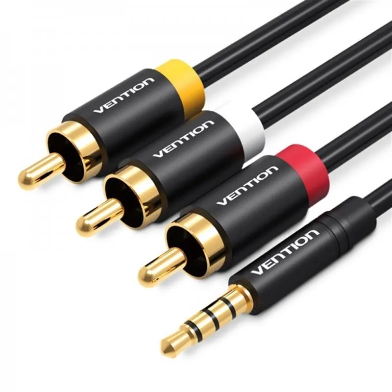 Кабель Vention 3.5mm - 3хRCA (M/M) 1.5m Black (VAB-R07-B150)