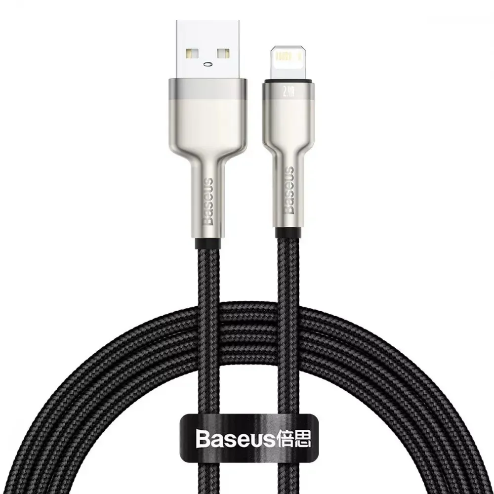 Кабель синхронизации Baseus Cafule Metal USB-Lightning, 2.4A 1m Black (6953156202245)