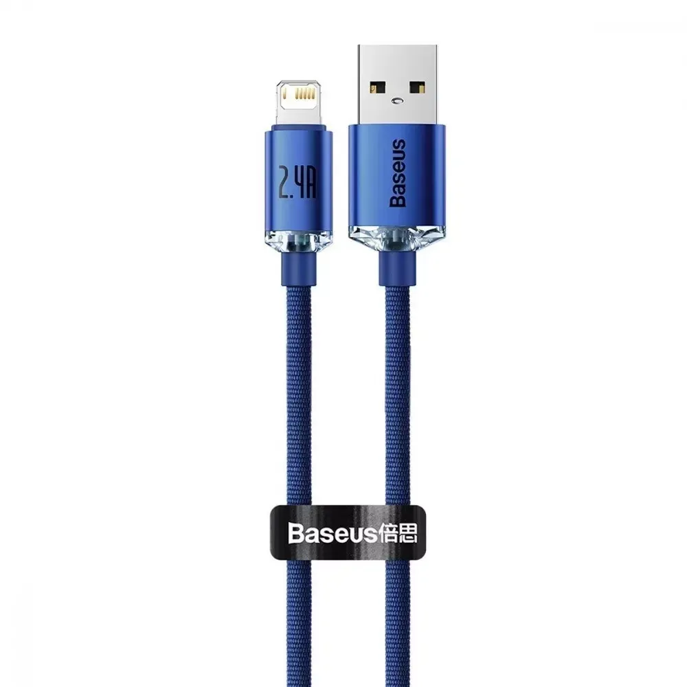 Кабель синхронізації Baseus Crystal Shine USB-Lightning, 2.4A 1.2m Blue (6932172602697)