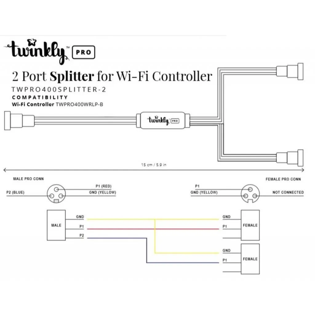 Светодиодная гирлянда Twinkly PRO Сплиттер-разветвитель Pro, IP65, черный (TWPRO400SPLITTER-2)