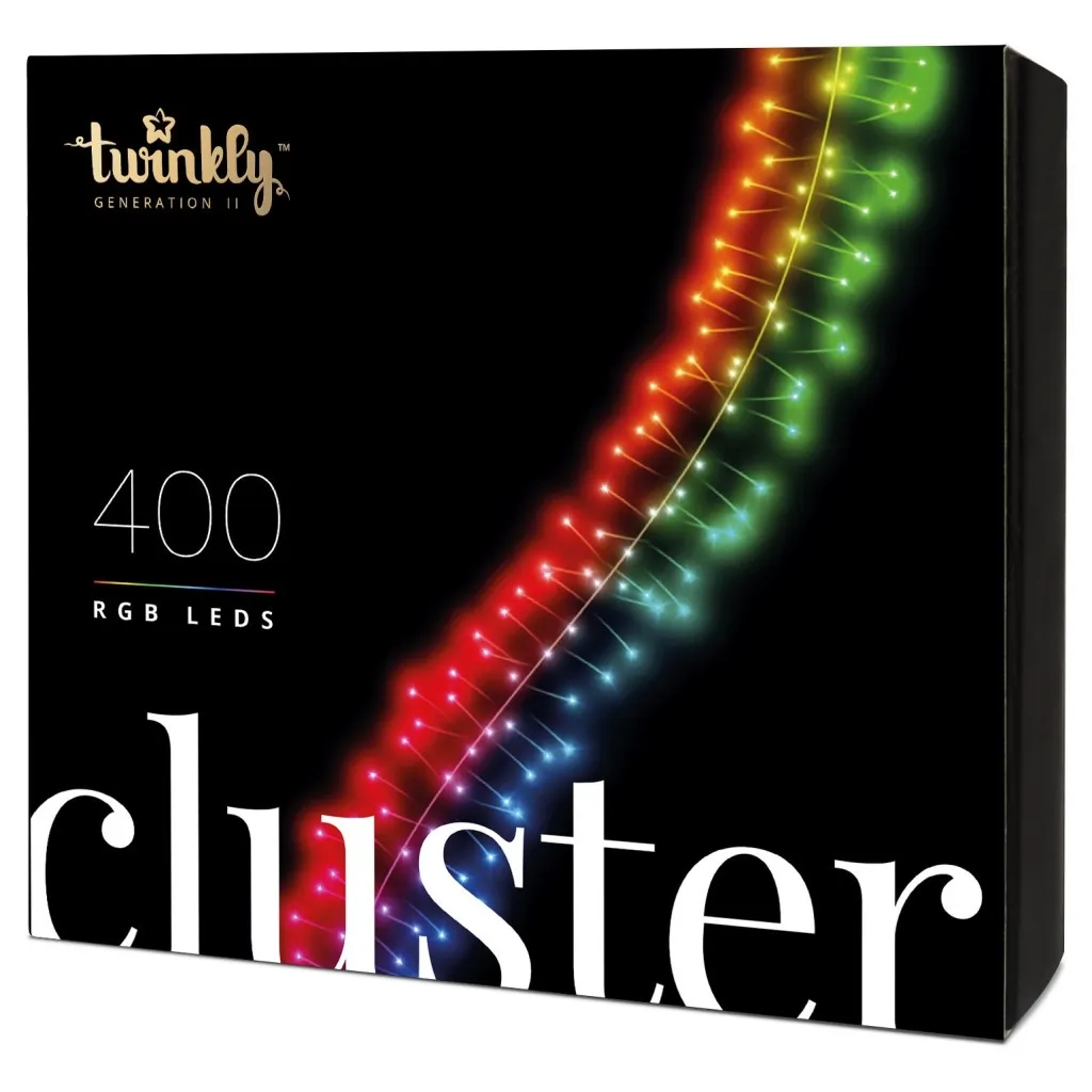 Светодиодная гирлянда Twinkly Smart LED Cluster RGB, 400, BT + WiFi, Gen II, IP44 кабель ч (TWC400STP-BEU)