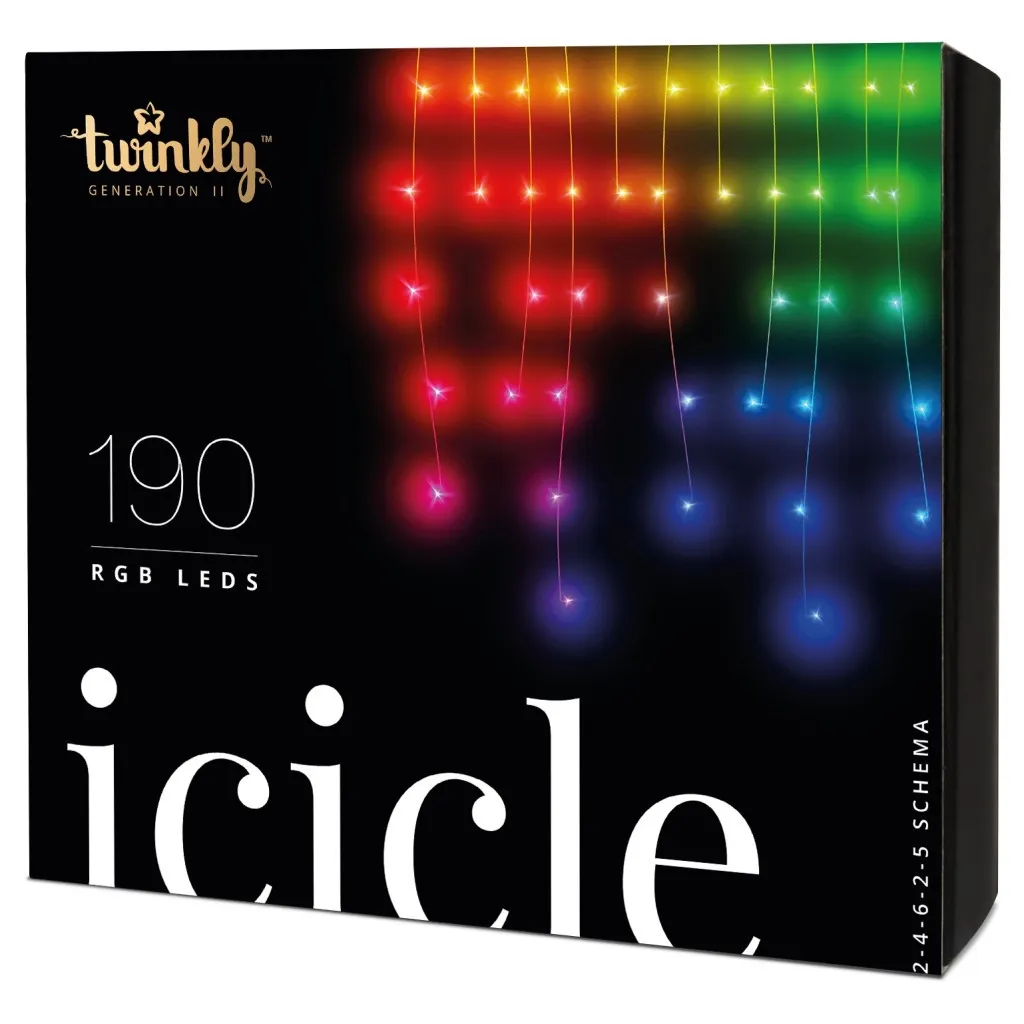 Светодиодная гирлянда Twinkly Smart LED Icicle RGB 190, BT+WiFi, Gen II, IP44 кабель о (TWI190STP-TEU)