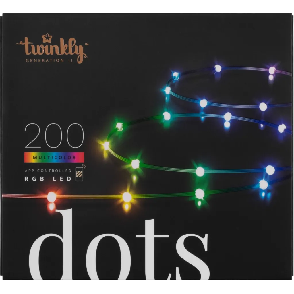 Светодиодная гирлянда Twinkly Smart LED Dots Lights RGB 200 Gen II, IP44, 10м, прозрачный (TWD200STP-BEU)