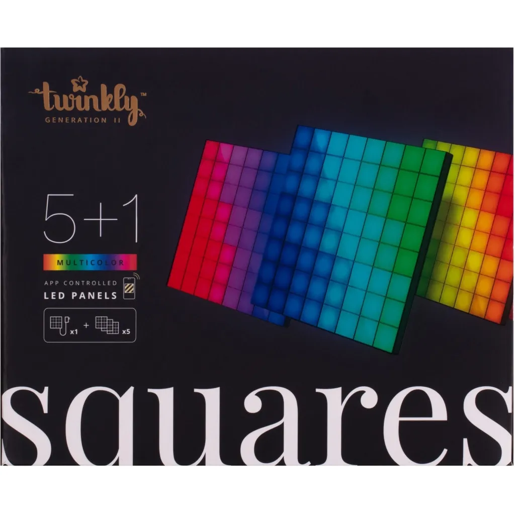 Светодиодная гирлянда Twinkly Smart LED Squares 1+5 RGB, Gen II, IP20, 16x16см, белый (TWQ064STW-07-BEU)