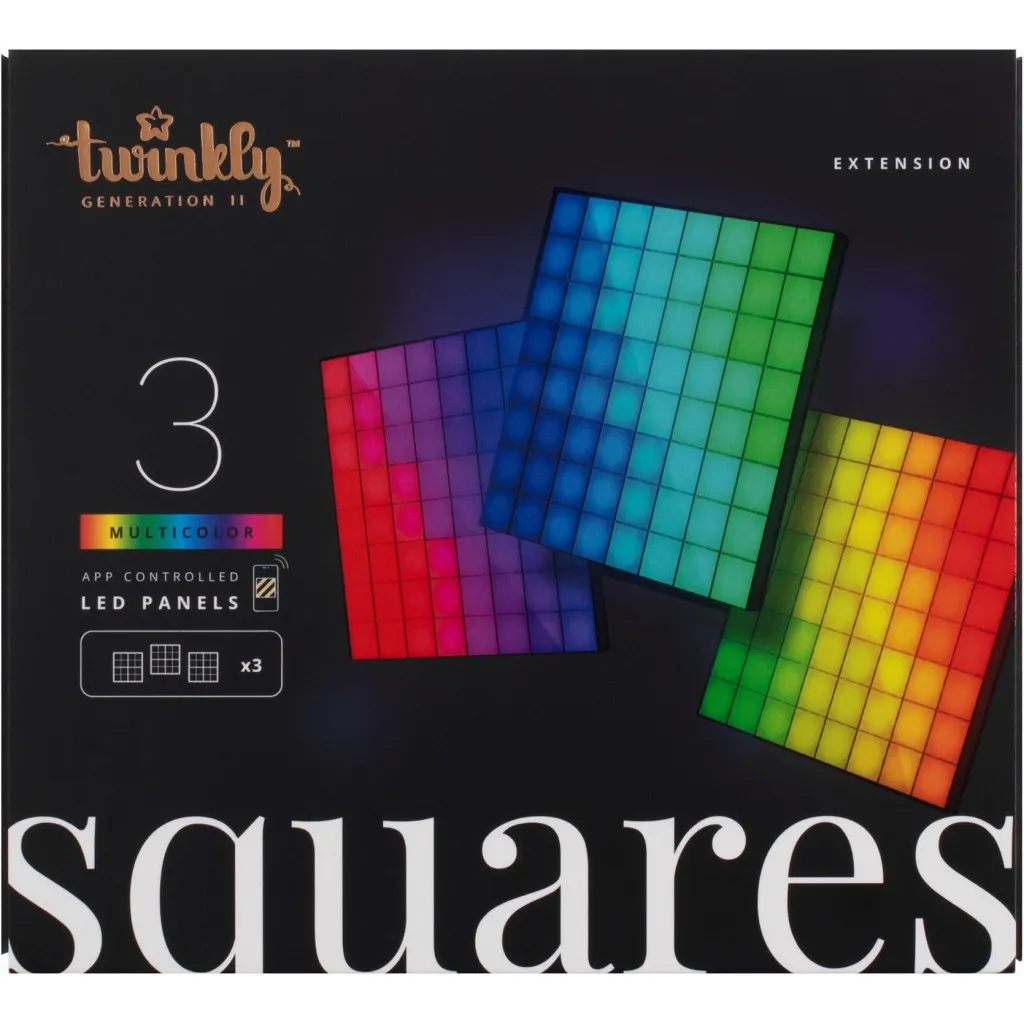 Светодиодная гирлянда Twinkly Панель Smart LED Squares 3 RGB, Gen II, IP20, 16x16см, for TWQ064STW-07-BEU (TWQ064STW-03-BAD)