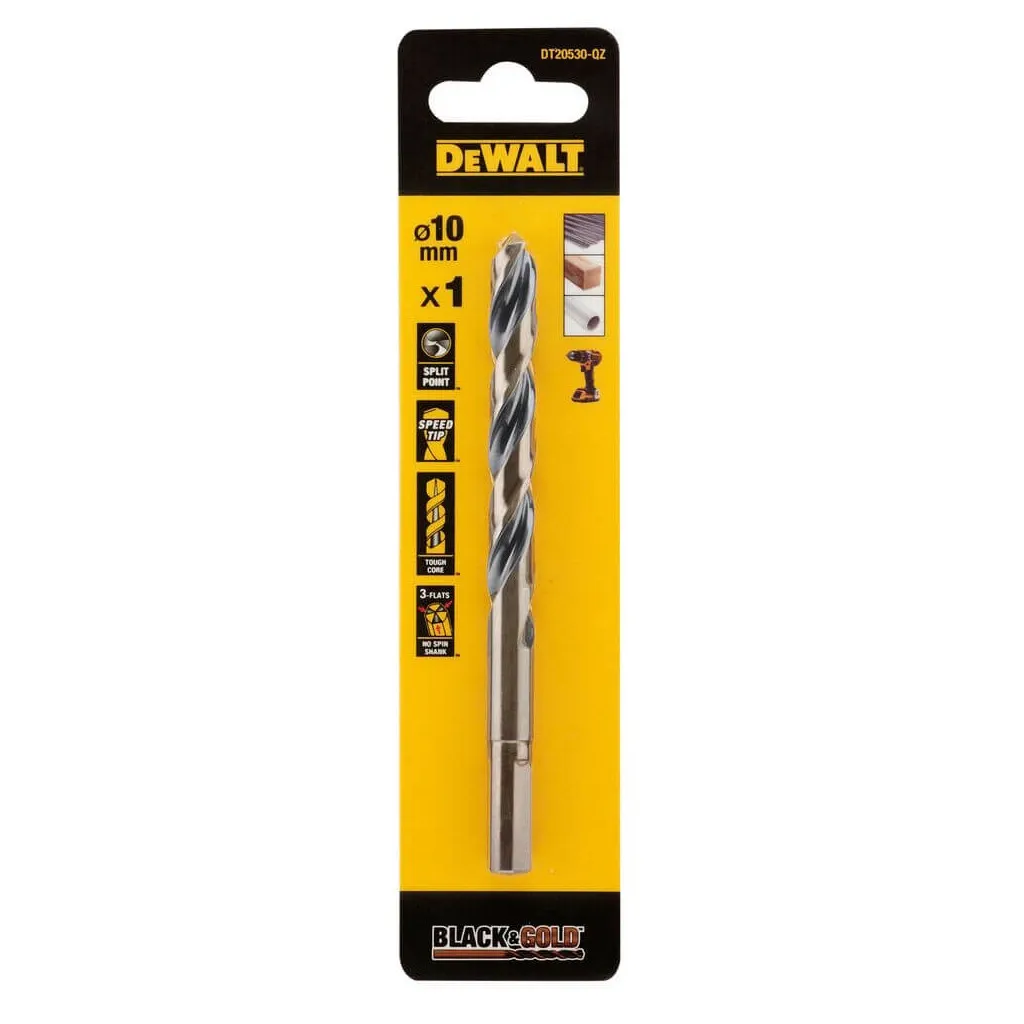 Сверло DeWALT по металлу Black&Gold, HSS-G, 10.0 х 133 х 87 мм (DT20530)