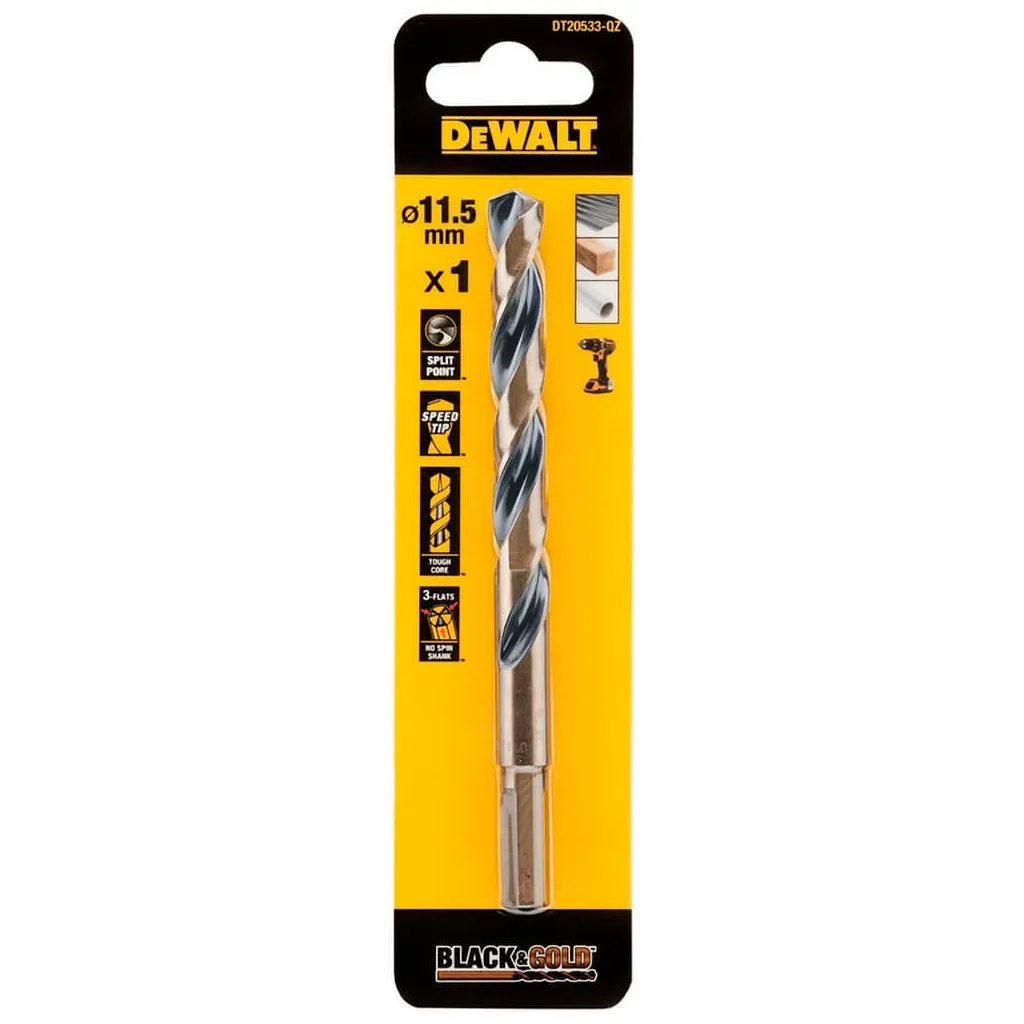 Сверло DeWALT по металлу Black&Gold, HSS-G, 11.5 х 142 х 94 мм (DT20533)